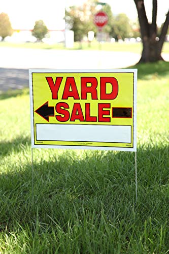 Sunburst Systems 3930 3930 Yard, Assembled Yard Sale Sign With U-Stake, 32" H X 22" W (Including Stake), Yellow And Red, 10 Count #TOP2