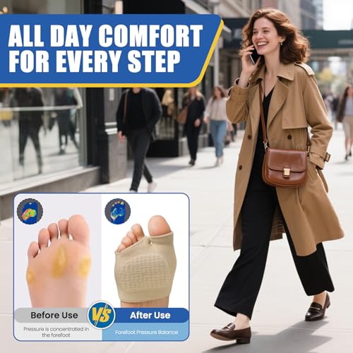 Image of Metatarsal Pads Ball Foot Cushion - 2 Pairs Ball of Foot Cushion with Gel for Pain Relief, Morton's Neuroma & Metatarsalgia, Metatarsal Pads for Women & Men for Standing, Running, Walking