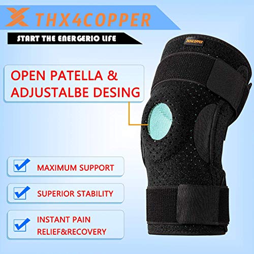 Thx4Copper Hinged Knee Brace-Adjustable Open Patella With Parallel Straps & Dual Side Stabilizers-Compression Support For Knee Pain Relief&Recovery-Mcl, Acl, Lcl,Tendonitis, Ligament For Men & Women #TOP1