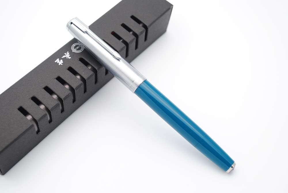 czxwyst 2019 New Version 601 Steel Cap Vacumatic Double Bead Fountain Pen (Blue-Green with ink window)