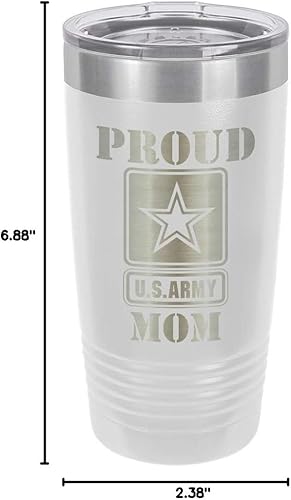 Miniatura 10 de PROUD ARMY MOM WHITE Vaso de bebida de 20 oz con pajita  Taza de viaje grabada con láser con citas divertidas  Comparar con Yeti Rambler  Idea de