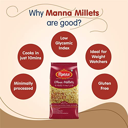 Image of Manna Little Millet. 1.5Kg Natural Grains Kutki / Samai / Same / Samulu | Native Low GI Millet Rice | High Protein & 100% More Fibre Than Rice