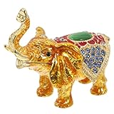 COOPHYA Caja Joyero Elefante Dorado de Aleación de Zinc Almacenamiento Multifuncional y Diseño Elegante para Decoración del Hogar y Tienda