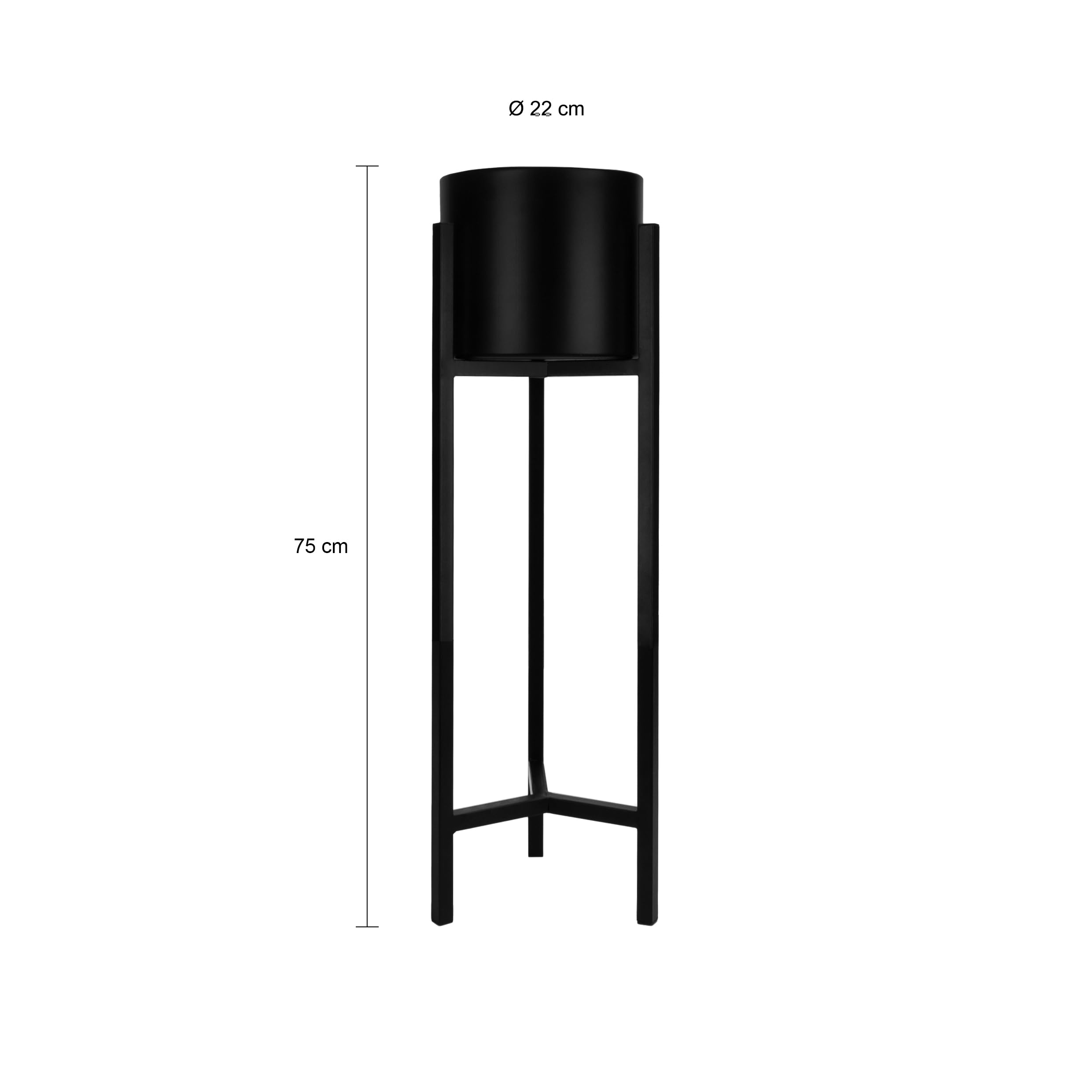QUVIO Supporto per piante con vaso, fioriera, alto supporto per piante da interno, esterno, colonna pianta, supporto per fiori medio, sgabello in metallo, ripiano per piante - 22x22x75 cm