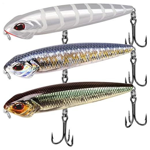 TRUSCEND Fishing Lures with BKK Hooks, Pencil Plopper Fishing Lures for Bass Catfish Pike Perch, Bass Bait Lure with Propeller Tail, Pencil Floating Lure