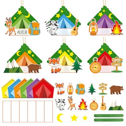 FYSUIMU 24 Sets Camp Picture Frame DIY Camping Crafts Wood