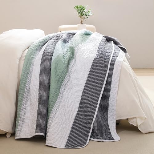 Litanika D TWCG SAGE CK California King Quilt Set Sage Green - Cal King Oversized Stripe Comforter Bedspreads & Coverlets thumb #4
