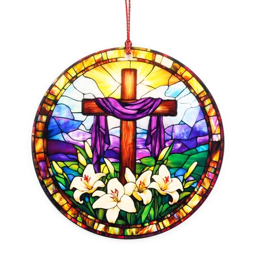 He is Risen Easter Decor – Religious Easter Cross Decoration for Home, Catholic Gifts, Christian Religious Decorations, Easter Basket Stuffers and Small Tree Ornament