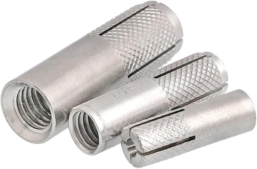 1/4"-20 Drop-in Anchors, 100 Pcs Concrete Expansion Anchor Concrete & Stone Drop in Expansion Anchors Drill for Solid Concrete, Silver