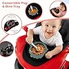 INFANS 6-in-1 Foldable Baby Walker, Converts Push Car to Bouncer, Rocker with Music, Lights, Adjustable Height & Speed, Activity Center, Canopy for 7-18 Months (Red) #3