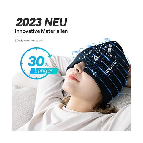 ONLYCARE Migräne Maske Migräne Mütze Migräne Relief Cap, Headache Relief Hat Kühlmaske Kühlmütze Kopfschmerzen Maske Kühlhaube Migräne Kappe Kühlpads Gel zur Linderung von Migräne/Kopfschmerzen – Bild 6