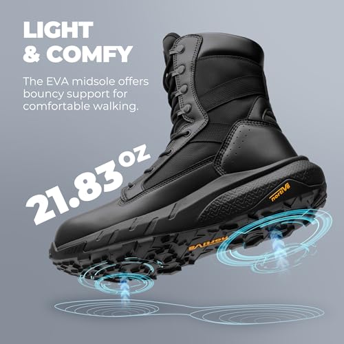 Image of NORTIV 8 Men's 8 inch Composite Toe Work Boots, Lightweight Side Zipper ASTM F2412-24 & ASTM F2913-24 Safety Military Boots for All-Day Comfort, Peakforce-Nano