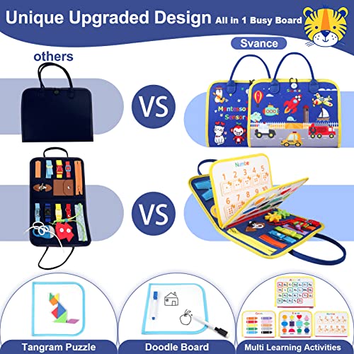 Busy Board for Toddlers - Montessori Toys Sensory Activity Board for Fine Motor Skills, Airplane Car Travel Essentials for Kids Boys Girls ( Blue )