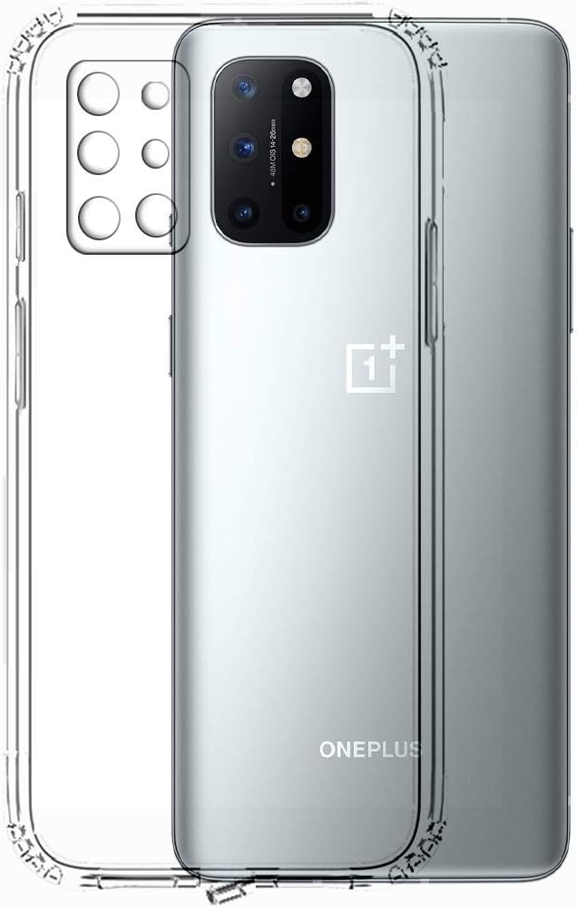Amazon Brand - Solimo Silicone, Thermoplastic Polyurethane Anti Dust Plug Mobile Cover Soft and Flexible Back Cover for Oneplus 8T (Clear)
