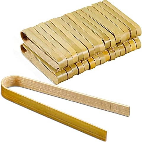 Mini Bamboo Tongs for Cooking and Serving (90) Cover