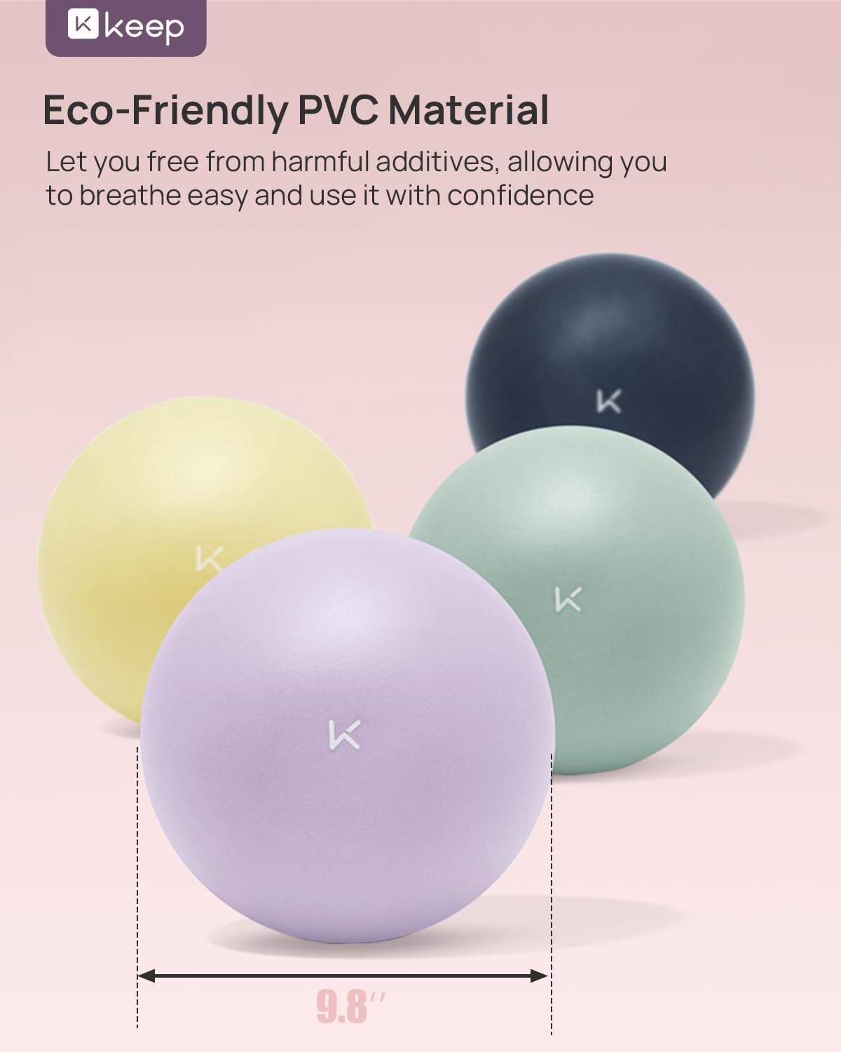 KEEP Pelota de ejercicio pequeña para pilates, antiexplosión, bola de yoga gruesa con bomba para terapia física, fitness, entrenamiento y fuerza central