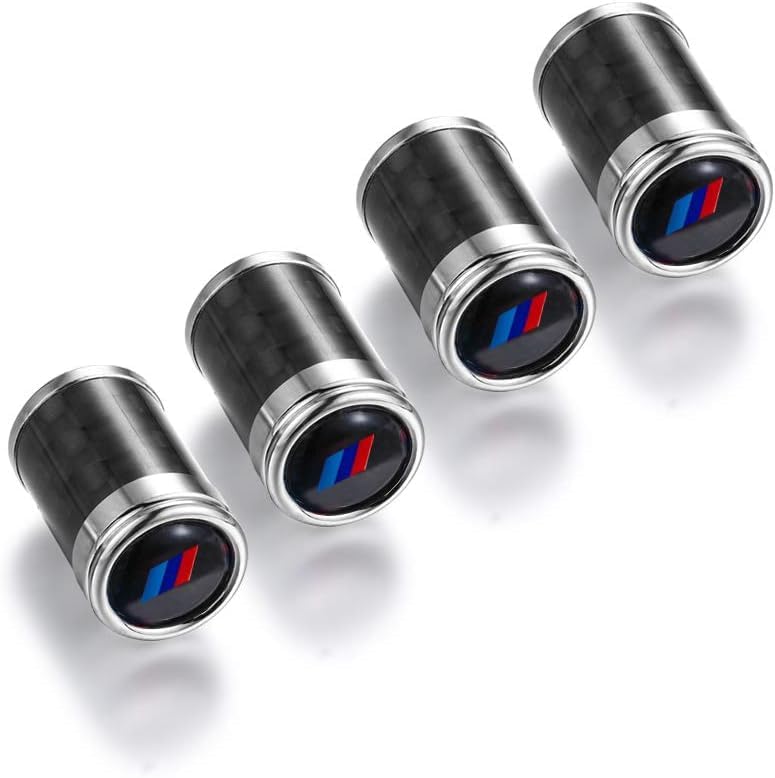 4 tapas de válvula de neumático de automóvil de fibra de carbono compatibles con BMW 1 2 3 4 5 6 7 Series X1 X2 X3 X4 X5 X6 X7 Accesorios
