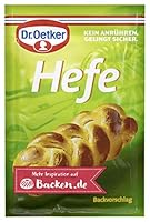 Dr. Oetker Hefe 4 x 7 g – Ein herrlich lockerer Hefeteig entsteht , Trockenhefe, die Teige bis zu 500 g Weizenmehl lockert und sich damit zum Backen von Kuchen und Broten eignet.
