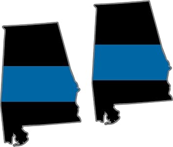2-3" Alabama State Thin Blue Line Decal Set AL Police Sheriff SWAT Sticker