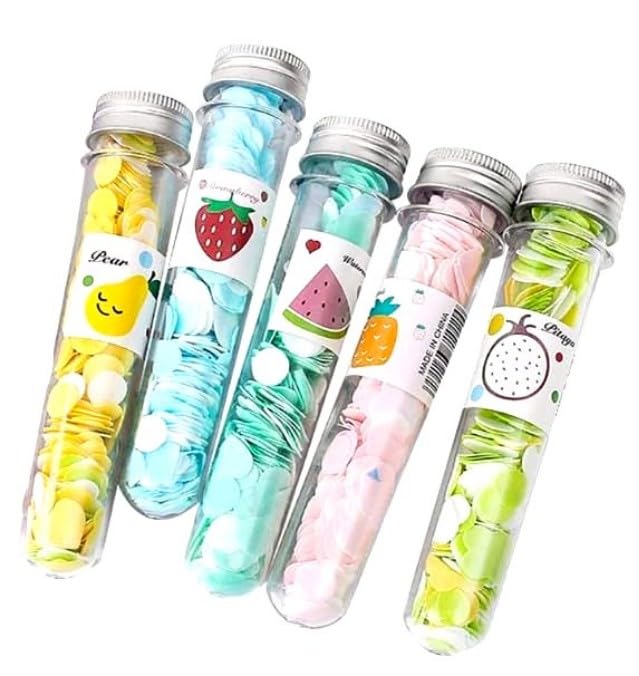 Zhuluck 5 Box Multicolor Portable Disposable Paper Soap Confetti Soap Sheets Flakes for Washing Hand, Portable Disposable Travel Scented Bath Slice for Travel and Outdoor