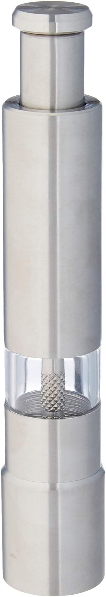 Eunion Pepper Portable One Hand Operated Thumb Push Stainless Steel Salt Mill Grinder,Silver