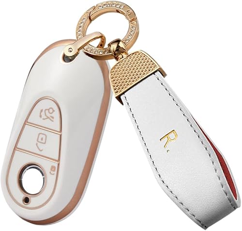 SANRILY Funda de llave inteligente de TPU suave con borde dorado para Mercedes Benz Clase S W223Nuevo S580, Clase G Clase E 2022 2021 Funda para