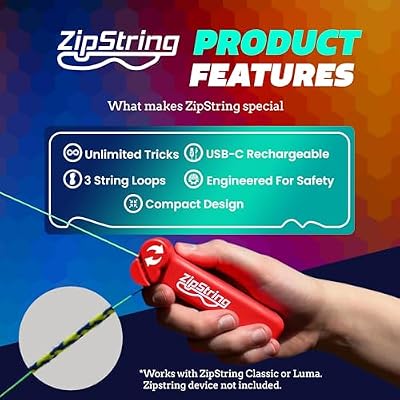 ZipString Chameleon Strings, Pack of 3 - Luma Replacement Strings for Rope Launcher Toy - Glow in the Dark Fidget String for Kids & Adults - Shark Tank Featured Lasso Rope Loop String Replacement
