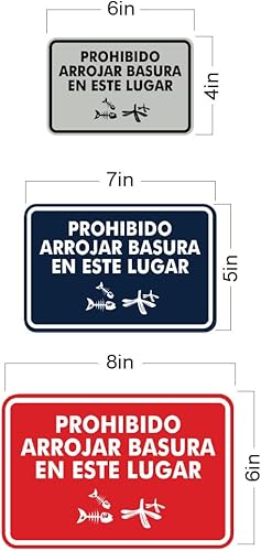 Miniatura 5 de Signs ByLITA Letrero de seguridad español con diseño clásico de Prohibido Arrojar Basura en Este Lugar (plata cepillada) - Grande