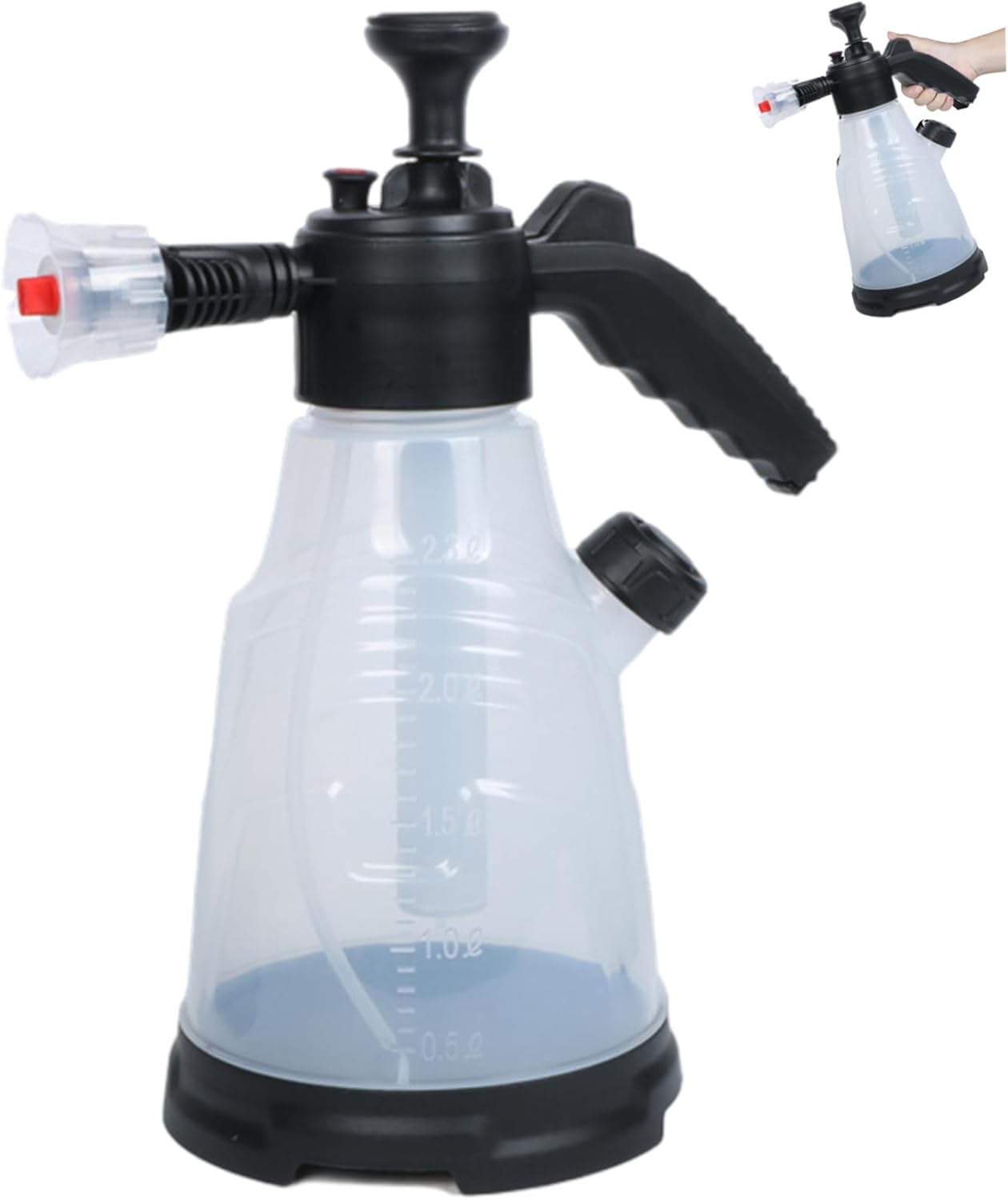 Foamer Sprayer Foam Sprayer, 2.3L Thick Plastic Car Wash with 2 Nozzles Foaming Spray Bottle for Car, Garden, Home, Hotel Cleaning, Grey