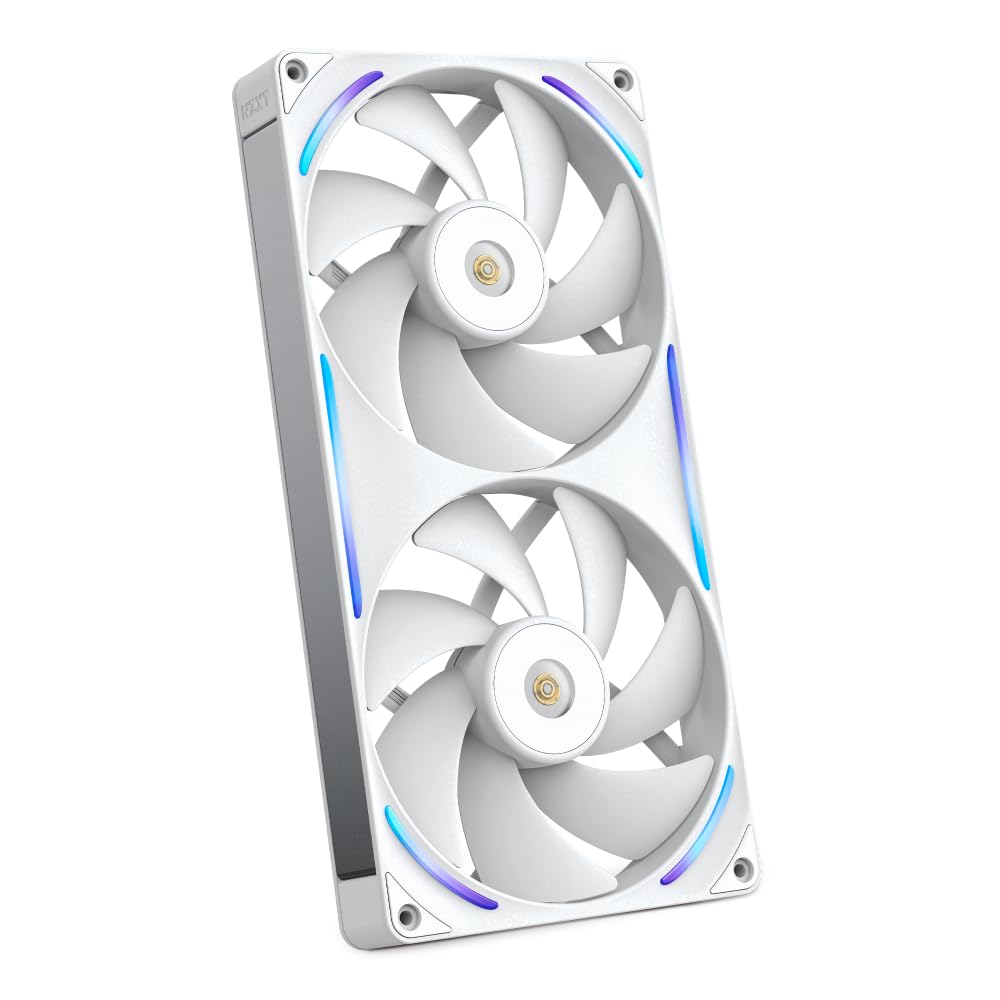 NZXT F280X Performance-Einzelrahmen-Lüfter - 2x 140mm PWM RGB PC-Gehäuselüfter - Maximale Luftförderung und statischer Druck - LCP-Rahmen und -Flügel - Magnetisches Fluid-Dynamic-Lager - Weiß