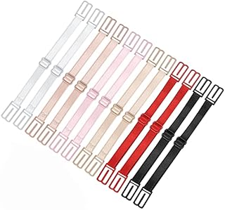 NA 12 PCS Elastic Adjustable Bra Strap Clips No-Slip Concealing Bra Strap Clips Holder Soft Comfortable Bra Straps (6 Colors)
