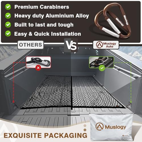 image for Muslogy Truck Bed Cargo Net Compatible with Pickup Truck Bed Organizer