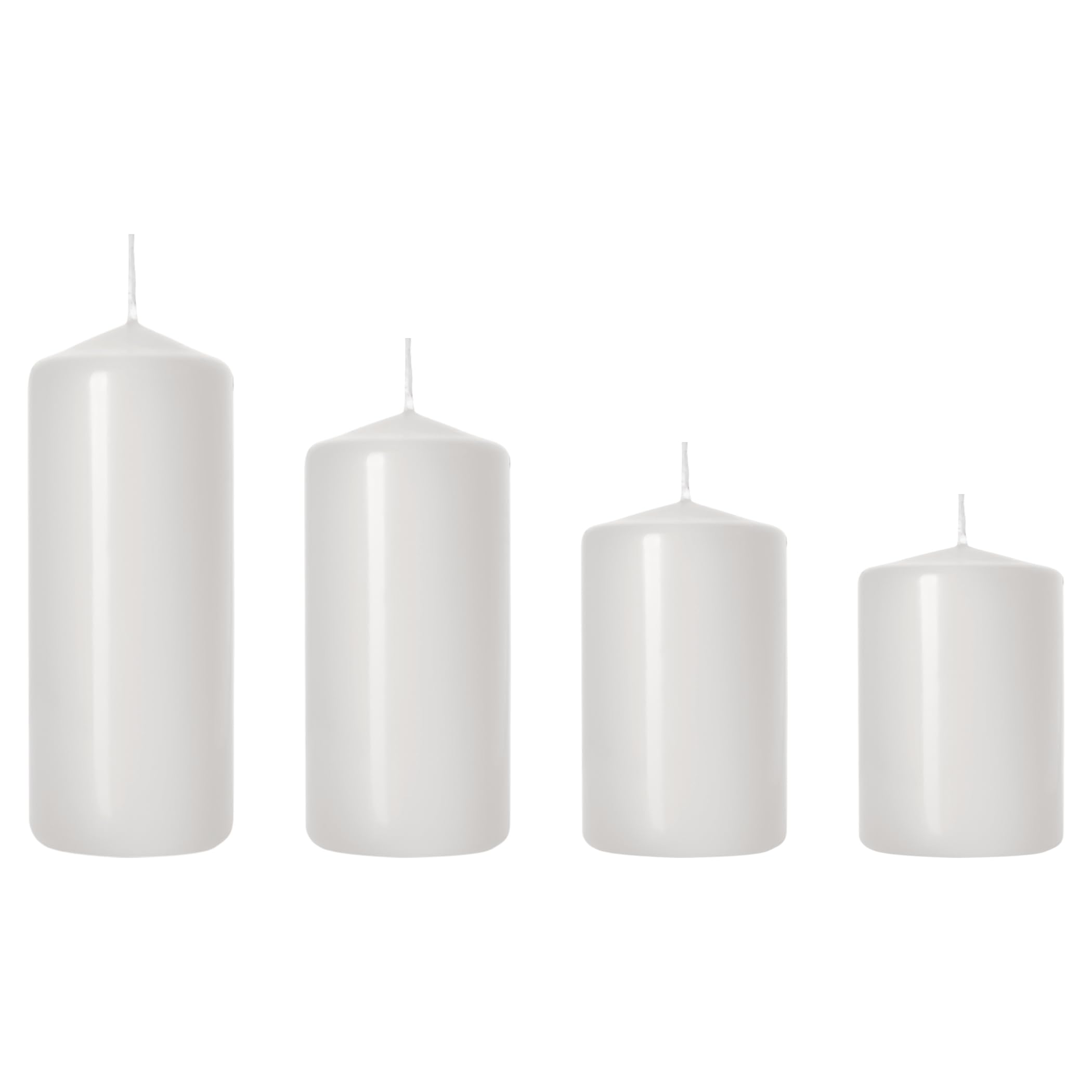SolaDirect Set of 4 Pillar Candles, Set of 4 Votive Candles, Decorative Household Candles, Unscented, Natural Vegan Wax, Clean Burn, Long Burning Time - Advent Wreath, Christmas, etc. (White, Matt)
