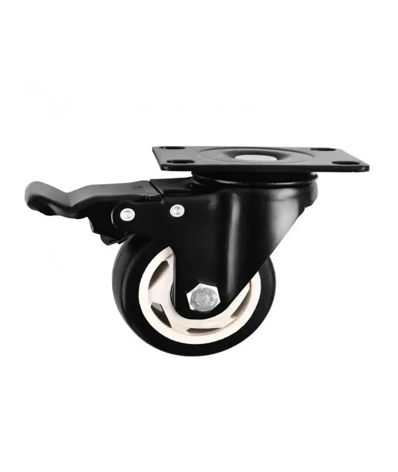 MXXDMOPD 1 Caster 3-inch with Brake Black electrophoretic Roller Medium-Sized Flat Bottom Removable and Silent