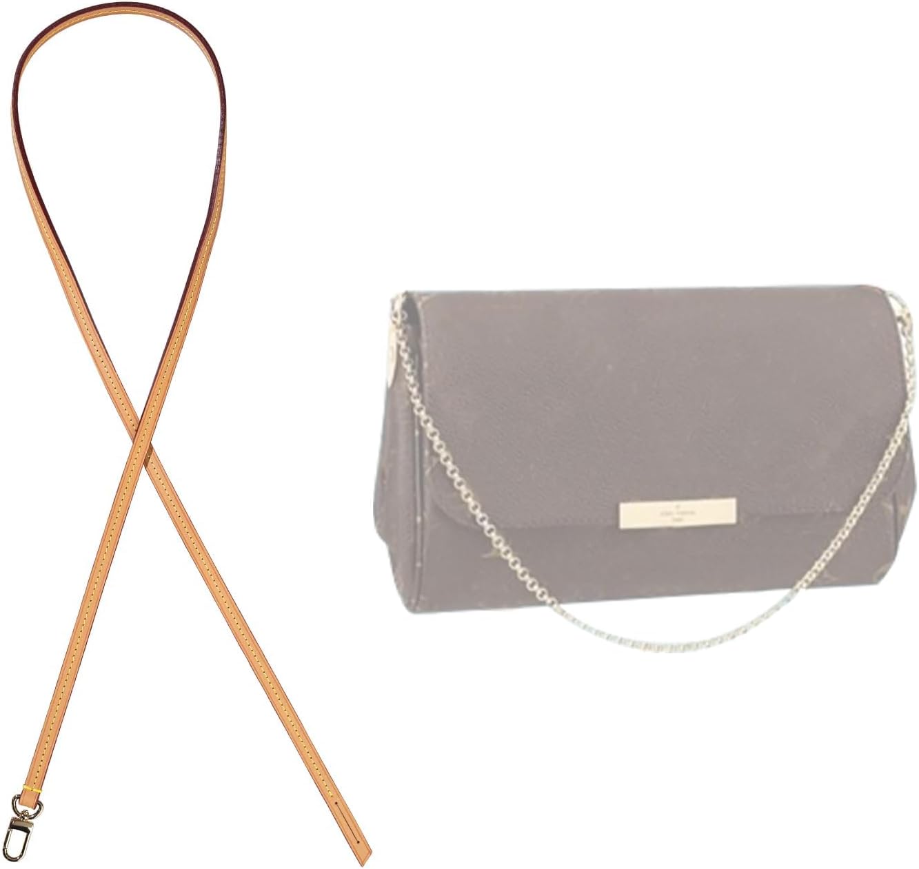 jiesinlov Genuine Vachetta Leather Thin Strap Replacement,Purse Shoulder Straps for Multi Pochette Accessories Boulogne pouchette Handbag(Single Buckle-Width0.37in&Length:45.3in)