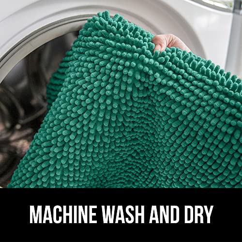 Image of Gorilla Grip Original Shaggy Chenille Oval U-Shape Contoured Mat for Base of Toilet, 22.5x19.5 Size, Machine Wash and Dry, Soft Plush Absorbent Contour Carpet Mats for Bathroom Toilets, Emerald