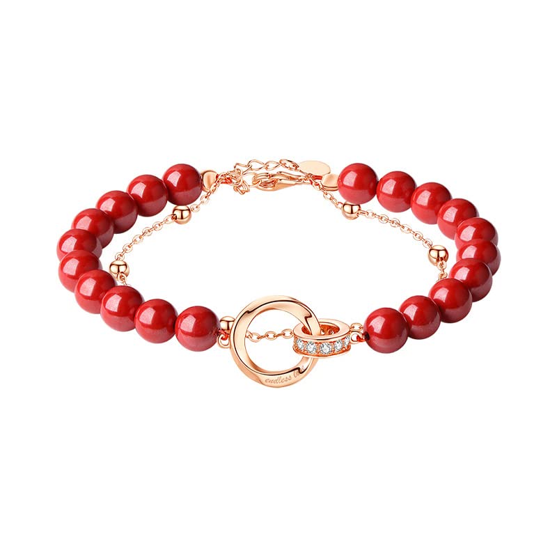Bracelet de couple vermillon et obsidienne, le cadeau de Saint-Valentin idéal