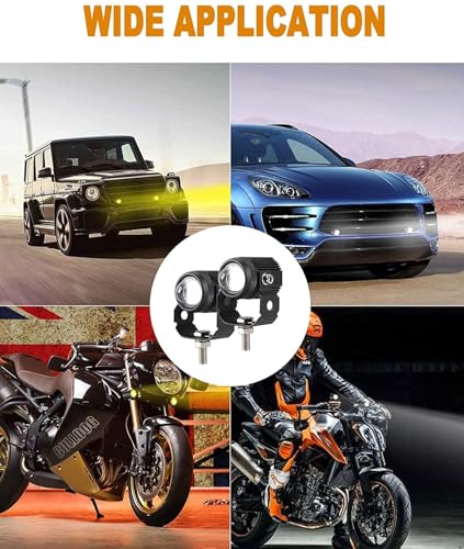 Image of HJG Mini LED Driving Fog Lights, Auxiliary Spot Lights 20W Amber and White Spot Beam Projector High Low Beam for All Motorbike Cars SUV ATV (Pack 2)