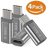 USB Type C Adapter,USB-C to Micro USB Adapter,SNOWKIDS Convert Connector with 56kΩ; Resistor fast charger for MacBook Pro,Google Pixel XL, LG G5 V20, Nexus 5X 6P,OnePlus 2 and More(4PACK,Grey)