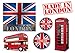 Planche stickers londres muraux mural scrapbooking enfants adultes maison cuisine salle de bain salon chambre bureau mur porte lit meuble vitre miroir boite mug autocollant waterproof A4