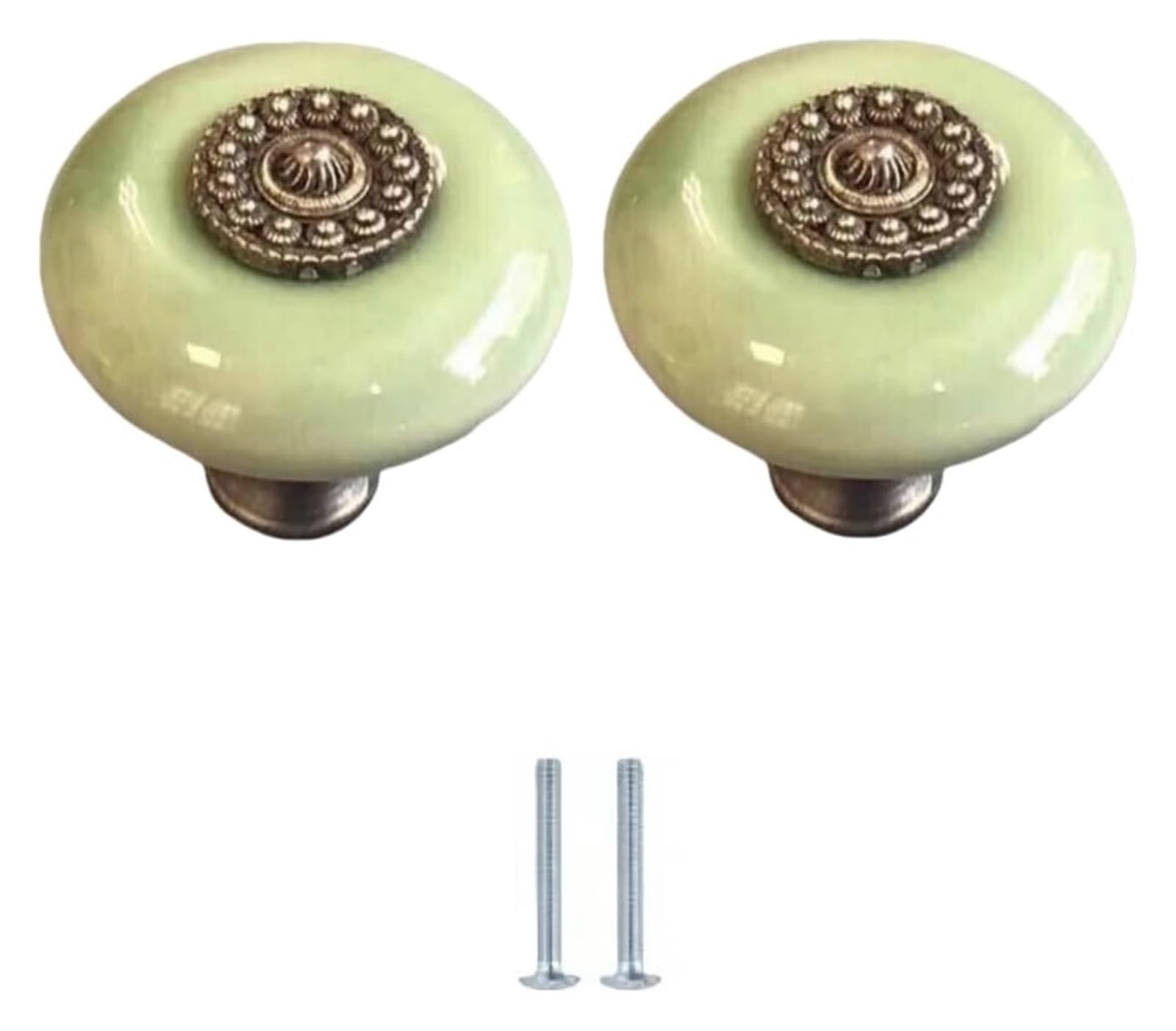 ENmrfvkz Ceramic Cupboard Drawer Handle Knobs, Ceramic Cabinet Drawer Knobs Multicolor 44x38mm 2-Pack(Grün)