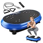 Vibration Plate Exercise Machine, Vibrating Fitness Platform for Lymphatic Drainage, Full Body Shaker Workout Equipment, Bluetooth Power Shaping Vibrate Plate, Board Sport for Home Exercise Gym, Blue