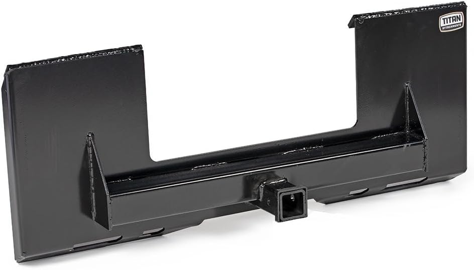 Titan Attachments Universal Cut Out Receiver Mount Plate, 1/4" Thick Skid Steer Plate Attachment, 2" Receiver Hitch, 3000 LB Weight Capacity, Quick Tach Steel Mount Plate Adapter