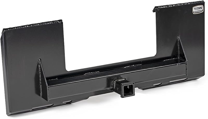 Titan Attachments Universal Cut Out Receiver Mount Plate, 1/4" Thick Skid Steer Plate Attachment, 2" Receiver Hitch, 3000 LB Weight Capacity, Quick Tach Steel Mount Plate Adapter