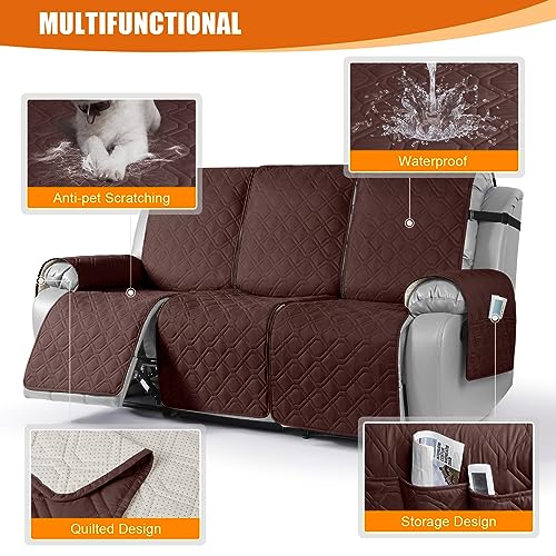 Image of VANSOFY Waterproof Recliner Couch Covers Washable, Coffee,3 Seater | 1-Piece, Non-Slip with Elastic Straps, Sofa Cover with Pocket for Dogs, Pets