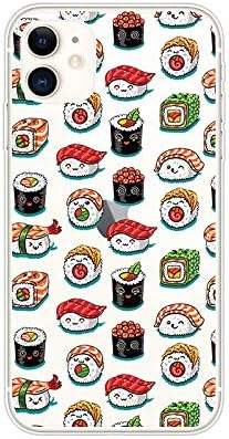 iPhone 11 Case (6.1 inch),Blingy's Cute Sushi Pattern with Emojis Funny Cartoon Design Japanese Food Style Transparent Soft TPU Protective Clear Case Compatible for iPhone 11 6.1" (Funny Sushi Style)
