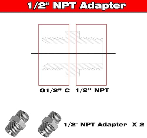 Miniatura 2 de SHOOSHINE Manguera de puente de compresor mejorada de 40 pulgadas, manguera de compresor de aire, accesorios de ambos lados, conector macho NPT de