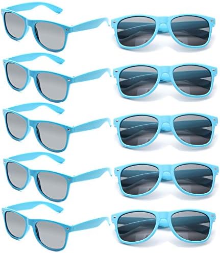 Eyegla Neon Sunglasses Bulk for Adults Party Favors Retro Classic Party Glasses Shades 10 PACK(Blue)
