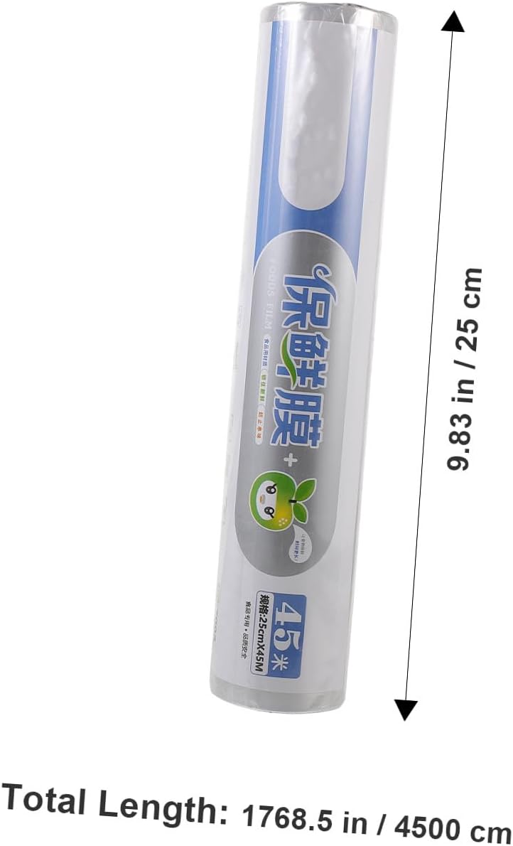 Vaguelly Food Cling Wrap 2 Rolls 25cm X 45m Disposable Pe Foodservice Film with Slide Cutter, Kitchen Food Save Wrap for Fresh Fruit and Vegetable Storage