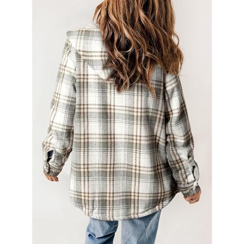 Teddy Bear Fleece Lined Jacket,Teddy Bear Jacket for Women,Long Sleeve Relaxed Warm Flannel Plaid Shirts3
